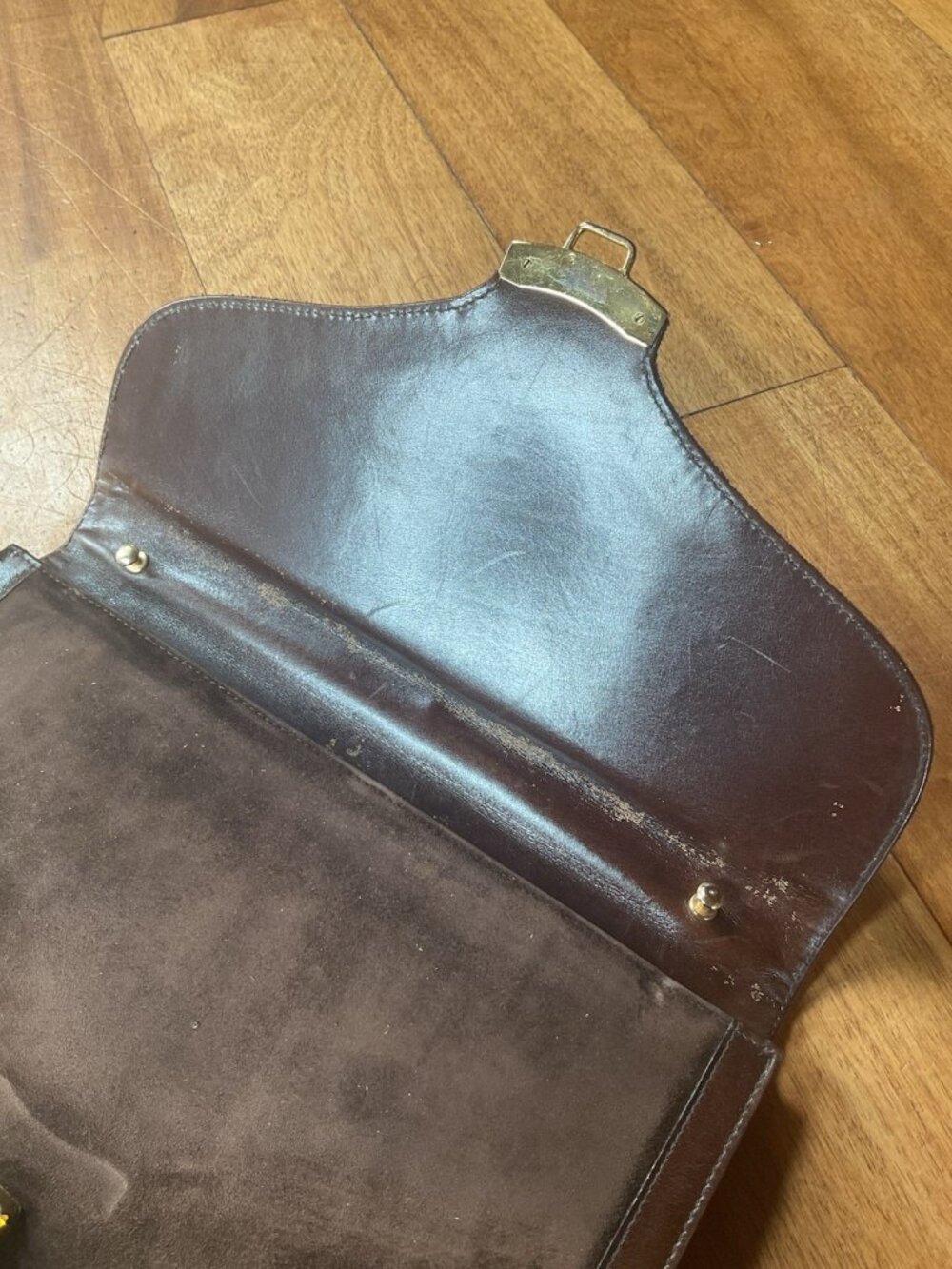RARE Salvatore Ferragamo Vintage Brown Suede And Leather Clutch *READ* See 📸 - Picture 13 of 16